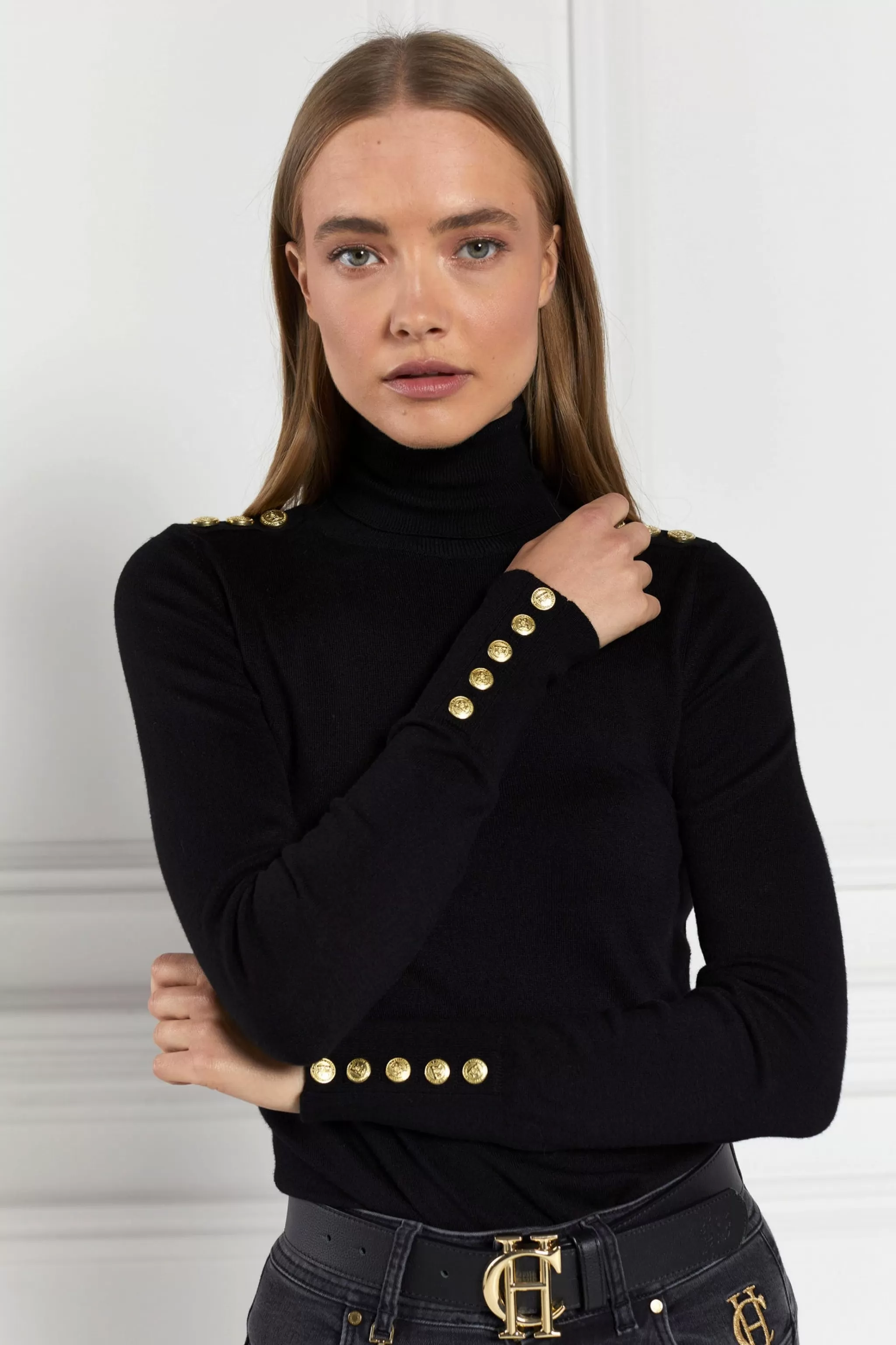Buttoned Knit Roll Neck>Holland Cooper Best Sale
