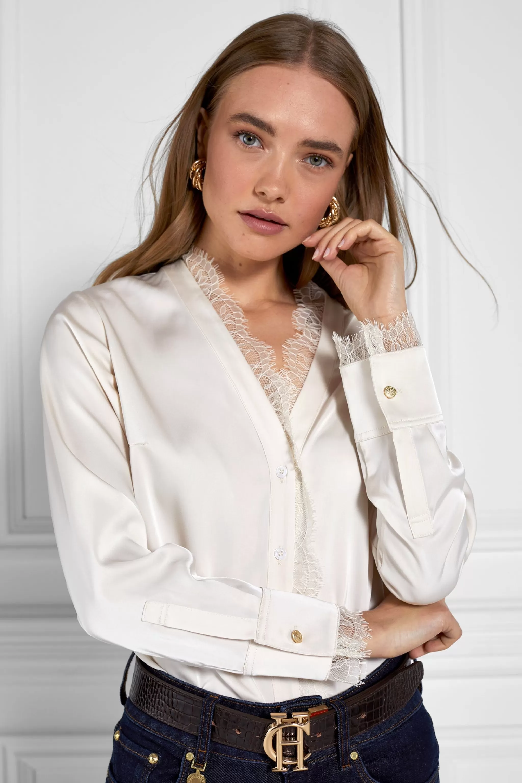 Lace V-Neck Blouse>Holland Cooper Clearance