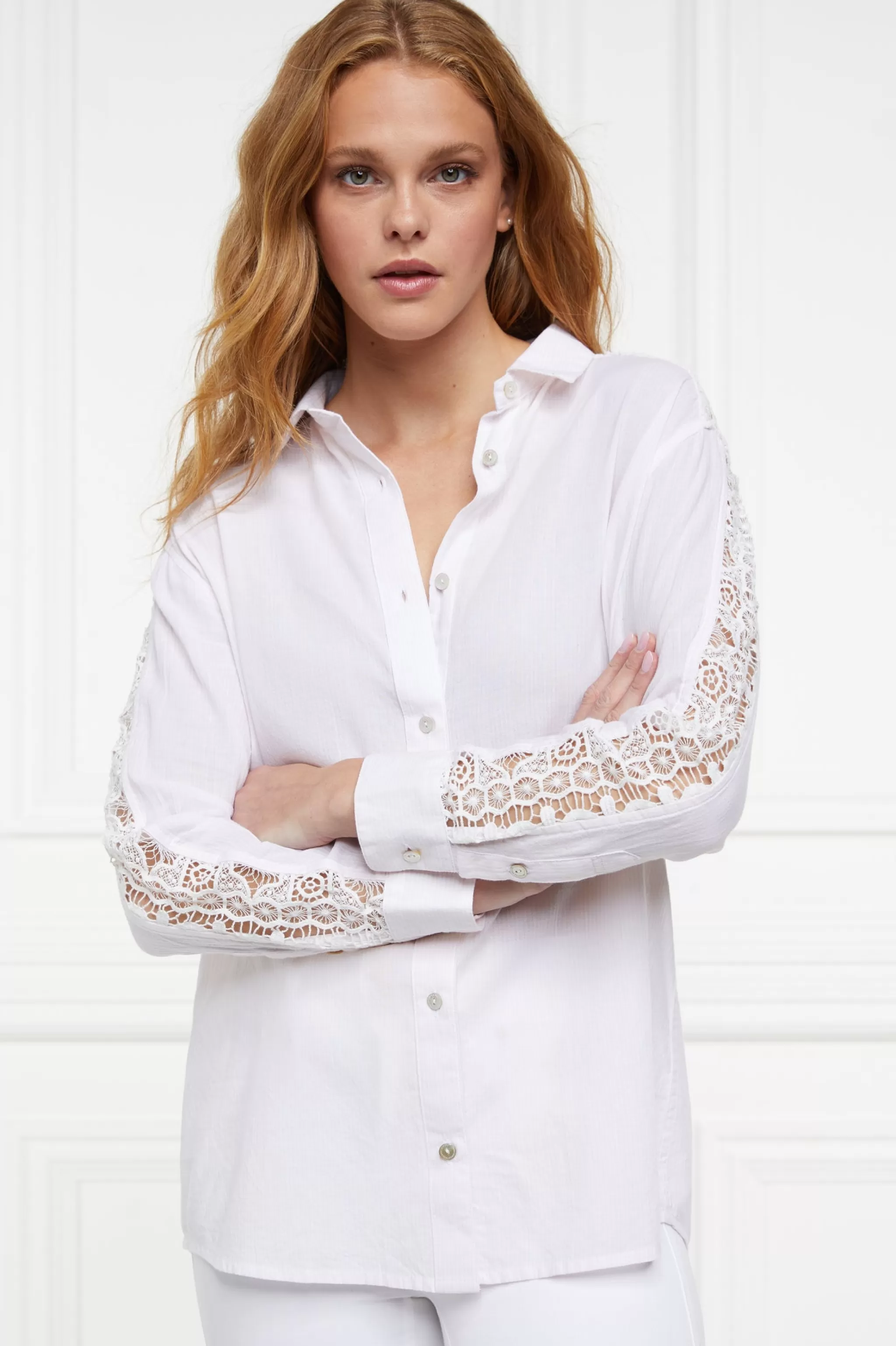 Oversized Cotton Lace Shirt>Holland Cooper Store