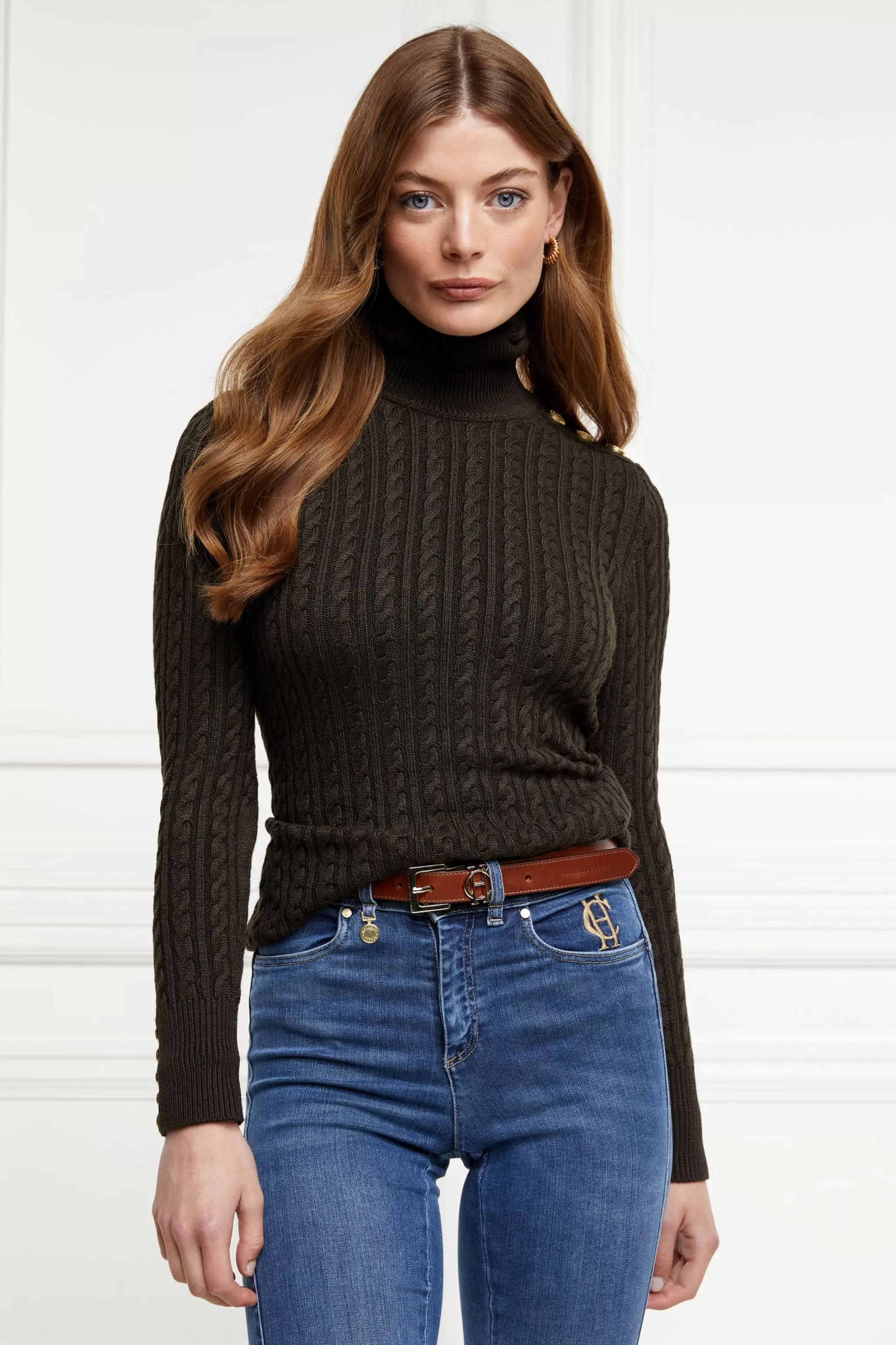 Seattle Roll Neck Cable Knit>Holland Cooper Store
