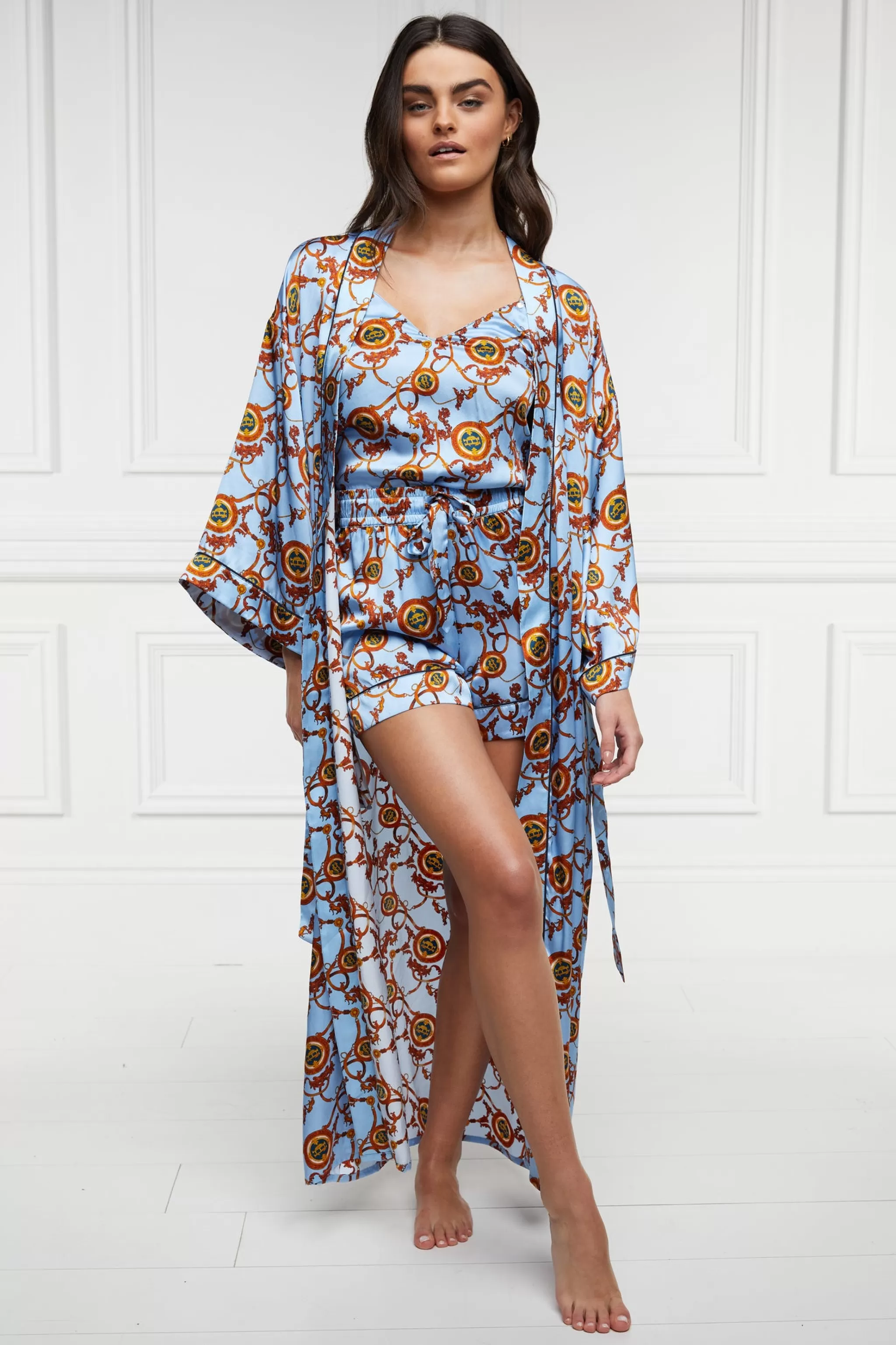 Silk Full Length Dressing Gown>Holland Cooper Store